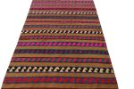 Vintage Turkish Kilim rug in Brown, Rare Pink and Blue | Area Rug in Rugs by Rug and Kilim