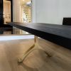 Carbon Black Brass Wishbone Table | Dining Table in Tables by YJ Interiors. Item made of wood with brass works with contemporary & eclectic & maximalism style