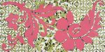 Pink floral patterns on chartreuse green motifs | Mixed Media by Margaret Lanzetta. Item made of canvas