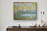 Birches by the Lake, 18 x 24, Abstract Tree Landscape | Oil And Acrylic Painting in Paintings by Jeanne Player Fine Art. Item made of canvas works with contemporary & country & farmhouse style