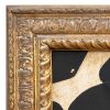 Contemporary Black and White Collage in Vintage Gold Frame | Paintings by Suzanne Nicoll Studio. Item composed of wood and paper in minimalism or mid century modern style