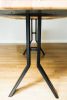 White Ash Dining Table with Brass inlay on Black Steel Pedestal Legs | Tables by Basemeant WRX. Item composed of wood & steel