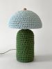 The Knitty Table Lamp in Grass Green and Robin's Egg Blue | Lamps by Meg Morrison | By Jacqui Photography in Richmond. Item made of fabric with ceramic works with boho & mid century modern style