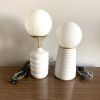 Tall Globe Lamp | Table Lamp in Lamps by Megan Sauve Ceramics. Item composed of brass and ceramic in boho or mid century modern style