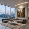 Divine Baptism: Classical  Impasto Oil Masterpiece | Oil And Acrylic Painting in Paintings by Dynasty Artisan. Item made of linen works with mid century modern & contemporary style