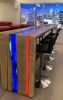 Red And Blue Epoxy Waterfall Bar Top Table With LED Lights | Conference Table in Tables by Chagrin Valley Custom Furniture. Item composed of maple wood & synthetic compatible with contemporary and modern style