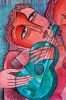 Green Guitar | Prints by Van Hovak. Item made of canvas