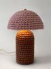 The Knitty Table Lamp in Chocolate Brown and Mauve | Lamps by Meg Morrison. Item composed of fabric and ceramic in boho or mid century modern style