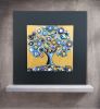 Tree of Love - "The Golden Blues" - 10x10" | Mixed Media by Cami Levin. Item made of wood & stone compatible with mid century modern and contemporary style