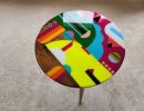 Round Colorful Modern Epoxy Resin Side Coffee Table | Side Table in Tables by Epoxy Coffee Table Shop. Item in boho or contemporary style