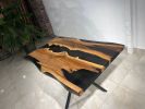 Walnut Wood Table with Black Epoxy | Dining Table in Tables by Gül Natural Furniture. Item made of oak wood works with mid century modern & contemporary style