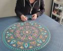 Magic of India | Colorful India Mandala | Oil And Acrylic Painting in Paintings by Kriandala. Item composed of canvas in boho or contemporary style
