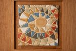 Desert Sun in White Oak Frame - No. 1 | Mosaic in Art & Wall Decor by Clare and Romy Studio. Item composed of oak wood and ceramic in boho or mid century modern style