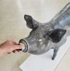 "Greedy pig" fully functioning metal freestanding safevault | Sculptures by JAN PAUL. Item composed of steel in contemporary or eclectic & maximalism style