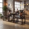 Imperial Midnight Black-Gold Ming Royal Horseshoe Chair Set | Armchair in Chairs by Dynasty Artisan. Item made of wood works with contemporary & eclectic & maximalism style