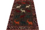 Vintage Gabbeh Tribal rug in Brown with Multicolor Ram | Area Rug in Rugs by Rug and Kilim