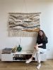 Weaving Tapestry from Wool and Cotton "New Beginning" | Wall Hangings by Tissage Sauvage. Item made of wood with cotton