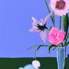 Picnic Flowers | Mixed Media in Paintings by Nicole Simms. Item made of wood works with contemporary & eclectic & maximalism style