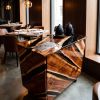 Sculptural Black Acacia & Resin Beverage Cart | Storage by DapperwoodSF