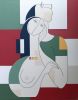 Ligne à Deux — Contemporary Minimalist Figurative Painting | Oil And Acrylic Painting in Paintings by Hildegarde Handsaeme. Item made of canvas works with minimalism & contemporary style