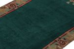 1960s Vintage Distressed Rug in Green Open Field with Red | Area Rug in Rugs by Rug and Kilim