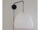 Industrial sconce with pleated dome lampshade, | Sconces by Studio Pleat. Item composed of metal & paper compatible with mid century modern and contemporary style