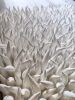 White spikes clay wall sculpture on a 20" square canvas, abs | Sculptures by Natasha Kanevski. Item made of canvas & ceramic compatible with contemporary style