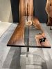 Joffrey Resin River Black Walnut Solid Wood Table 33" x 98" | Dining Table in Tables by Holzsch. Item composed of oak wood and synthetic in minimalism or mid century modern style
