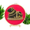 Lord Shiva Gatekeeper Nandi Cow Artwork | Embroidery in Wall Hangings by MagicSimSim. Item made of fabric works with art deco & asian style