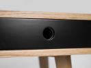KUUB - Office table, small desk, bureau, with black drawers | Tables by Mo Woodwork. Item composed of oak wood in minimalism or mid century modern style