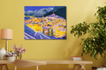 Swiss Village at Night | Oil And Acrylic Painting in Paintings by Michelle Keib Art. Item composed of canvas and paper in eclectic & maximalism or modern style