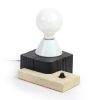 Block Table Lamp — Reclaimed Barn Beam & Limestone | Lamps by Gabor Gobi. Item composed of wood and marble