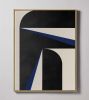 "Abstract Blue Graphic No. 3" - Midcentury Modern Painting | Oil And Acrylic Painting in Paintings by ART + ALCHEMY By Nicolette Atelier. Item made of wood & canvas compatible with minimalism and mid century modern style