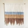 Neutral Blue Tan Coastal Textile Wall Art BEACH | Macrame Wall Hanging in Wall Hangings by Wallflowers Hanging Art. Item composed of oak wood and fiber in boho or mid century modern style
