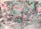 Minty Currents I Japanese Marbling I Ink on Cotton Paper | Mixed Media in Paintings by KMOK Art. Item made of wood with cotton works with boho & contemporary style