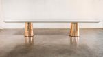 Benino Custom Oil Rubbed Cast Bronze Twin Pedestal Lacquered | Dining Table in Tables by Costantini Designñ. Item composed of oak wood and bronze