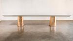 Benino Custom Oil Rubbed Cast Bronze Twin Pedestal Lacquered | Dining Table in Tables by Costantini Design. Item composed of oak wood and bronze