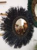 Raffia Mirror, Single Round Raffia Mirror, Boho Mirror | Decorative Objects by Magdyss Home Decor. Item composed of bamboo & cotton compatible with boho and contemporary style
