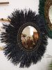 Raffia Mirror, Single Round Raffia Mirror, Boho Mirror | Decorative Objects by Magdyss Boutique. Item composed of bamboo & cotton compatible with boho and contemporary style