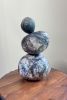 Horsehair Raku Cairn | Elemental Balance: Veins on Fire | Sculptures by Elena Miller. Item composed of ceramic in contemporary or modern style