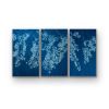Chinese Elm Triptych (3 Handmade Cyanotypes total 40 x 66") | Etching in Paintings by Christine So. Item made of paper compatible with boho and japandi style