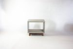 Dwarf Concrete Cube & Small Solid Wood Legs End Side Table | Tables by Curly Woods. Item composed of oak wood and concrete in mid century modern or industrial style