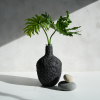 Large Vessel Vase in Textured Carbon Black Concrete | Vases & Vessels by Carolyn Powers Designs. Item composed of concrete and glass in minimalism or contemporary style