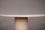 Bullet Leg Travertine Round Dining Table | Tables by HamamDecor LLC. Item made of marble compatible with mediterranean and modern style