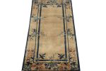 Vintage Chinese Deco style rug in Beige-Brown, Blue | Area Rug in Rugs by Rug and Kilim
