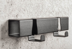 Coatrack by the meter, 3D laser cut metal tube with wardrobe hooks. Customizable till 6 meters. | Hardware by Maarten Baptist. Item composed of metal