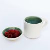 White And Turquoise Modern Coffee Mug | Cups by Tina Fossella Pottery