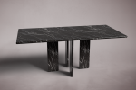 Luna Rectangular Alexander Black Marble Dining Table | Tables by HamamDecor LLC. Item made of marble works with mediterranean & modern style