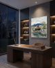 Mt Fuji Japanese Zen Landscape Impressionist Oil Painting | Oil And Acrylic Painting in Paintings by Dynasty Artisan. Item made of linen works with contemporary & japandi style