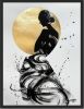 Painting gold art feminine figure | Mixed Media in Paintings by Oplyart. Item composed of paper in minimalism or mid century modern style